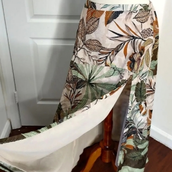 NWT Supernatural by SECRET MISSION Tropical Jungle Sandra Georgette maxi skirt - Picture 3 of 16